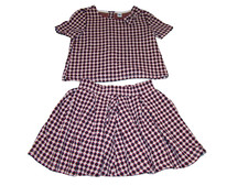 JANIE AND JACK Girls Size 8 Jacquard Check Bow Top Matching Skirt