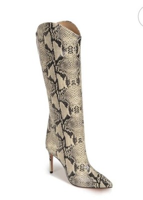 NEW Schutz Maryana Pointed High Heel Tall Faux Snakeskin Leather Boots Sz 5B
