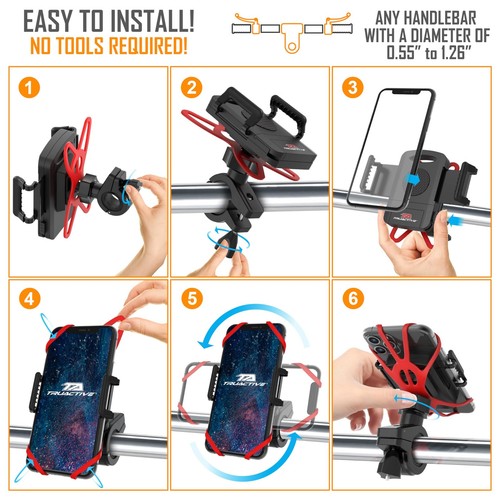Premium Bike Phone Mount Holder | Universal Cell Phone Mount for 4"-7" Phones... - Picture 6 of 8
