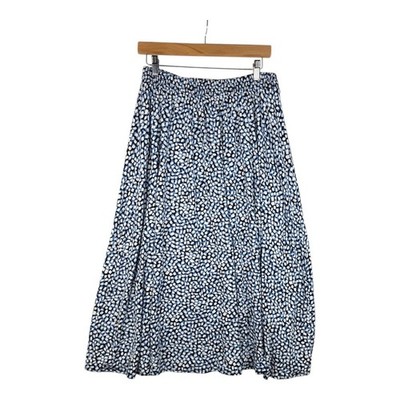 New Draper James Printed Maxi Skirt size Large Blue/Black/White