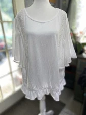 Cato White Boho Flowy Short Sleeve Blouse Women’s Size 22/24W (w)