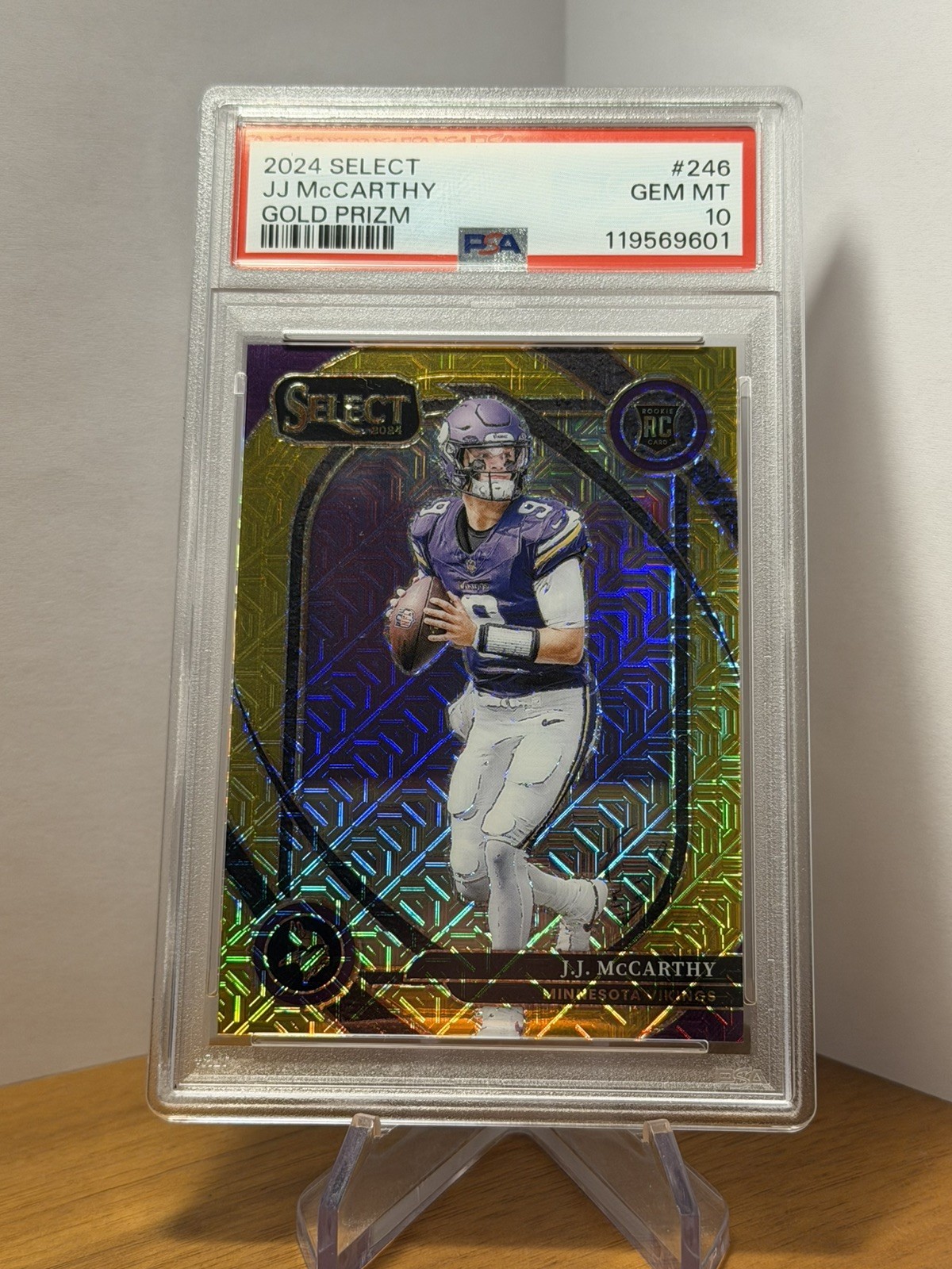 JJ McCARTHY RC 10/10 GOLD PRIZM CLUB LVL #246 PANINI SELECT PSA 10