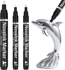 AOSUCO Silver Metallic Chorme Paint Pens, 3 Pack Touch up Markers Mirror Effect,