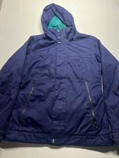 Burton White Collection Dryride Ski Jacket Blue Teal Hooded Snowboard Mens Small