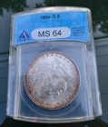 New Listing1884 Morgan Silver Dollar. MS 64 by ANACS. STUNNING TONNER. Free Ship +...