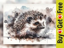 Charming Watercolor Hedgehog Art Print 5" x 7" - Nature Inspired Decor