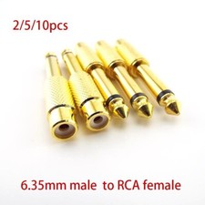 2/10x 6.35mm Jack Audio AV Adapter Plug 1/4" Male Mono Plug to 6.5mm RCA Female