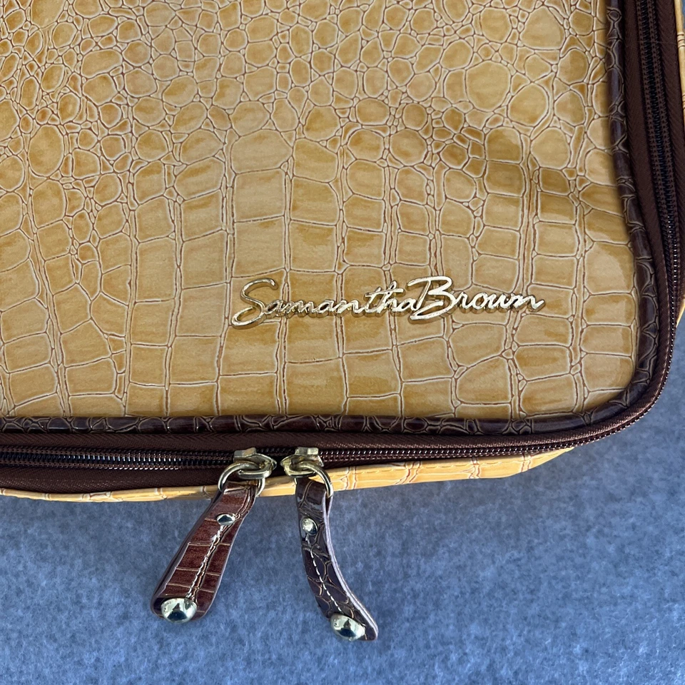 Samantha Brown Luggage Jewelry/Cosmetic Bag Faux Croc Yellow/Brown - 14x11 -Cool - Image 2 of 4