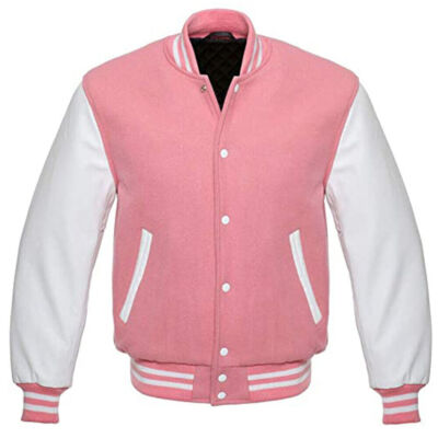 【BAON】Beritz Color Varsity Short Jacket Varsity Letterman Orange Wool Genuine White Leather Sleeves