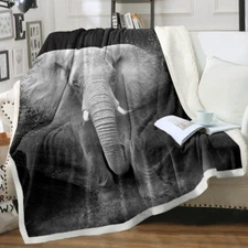 Galaxy Elephant Blanket Soft Sherpa Fleece Blanket for Sofa Bed Home Necessaries