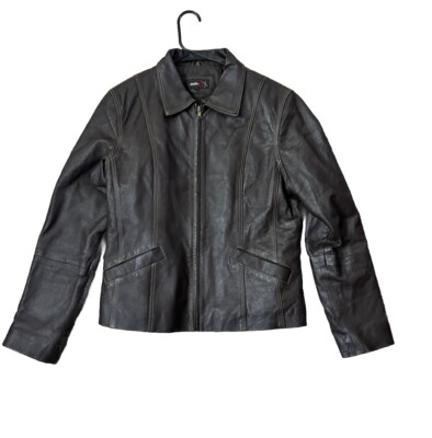 Vintage Studios Y Chocolate Brown Line 90s Y2K 100% Leather Moto