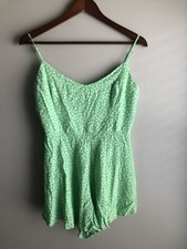 Zara Womens Spaghetti Strap Romper Shorts Green Floral Size Medium