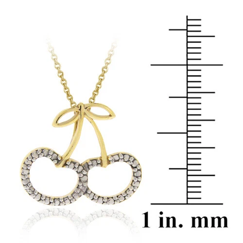 Colgante de cerezas con detalles de diamantes de plata 925 de 18 quilates Foto 3 de 3