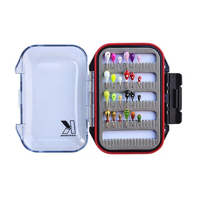Kenders Outdoors 12 Piece Tungsten Ice Fishing Jig Kit with Double Sided Waterproof Jig Box