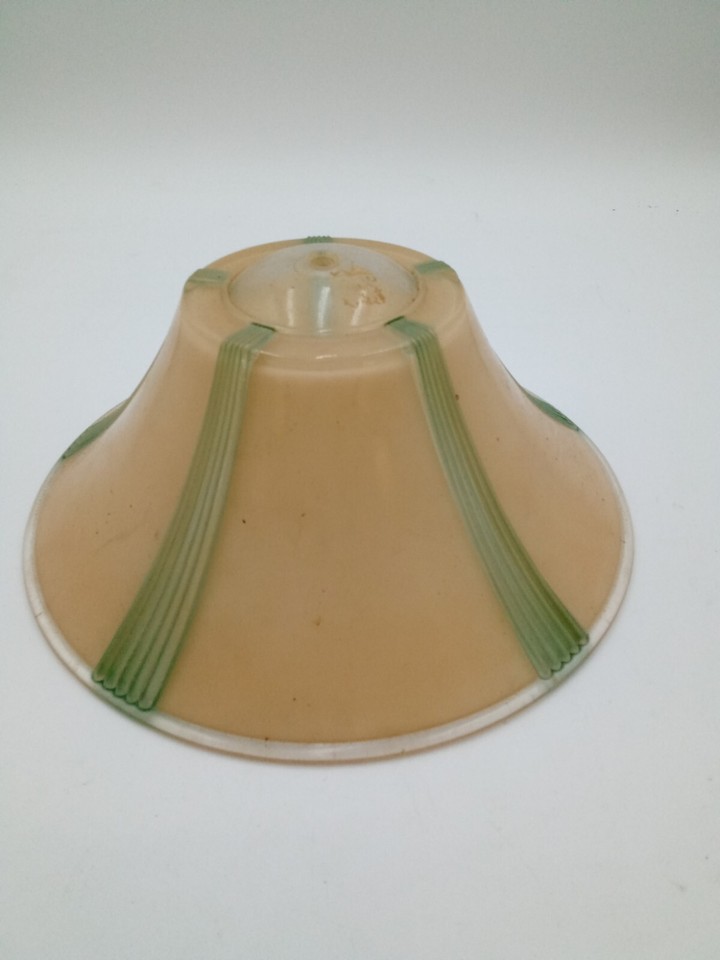 RARE Antique/Vtg Art Deco Tan Glass Ceiling Light/Lamp Chrome Fixture