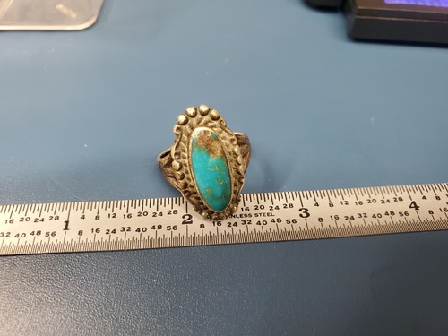NATIVE AMERICA RING - NATURAL TURQUOISE - STERLING SILVER - BEAUTIFUL - Picture 6 of 11