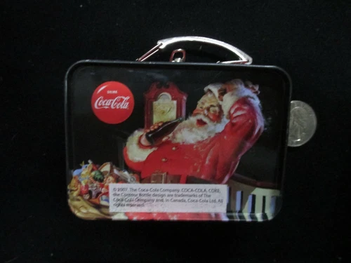Santa Mini Lunch Box Metal Coca Cola 2007 Vintage