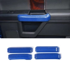 Inner Door Handles Cover Trim Kit Interior For Ford F150 15-20 Blue Carbon Fiber