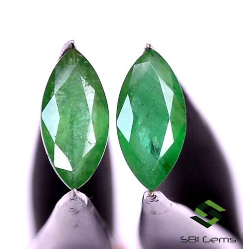 10x5 mm Certified Natural Emerald Marquise Cut Pair 1.76 Cts Loose Gemstones - Picture 4 of 7
