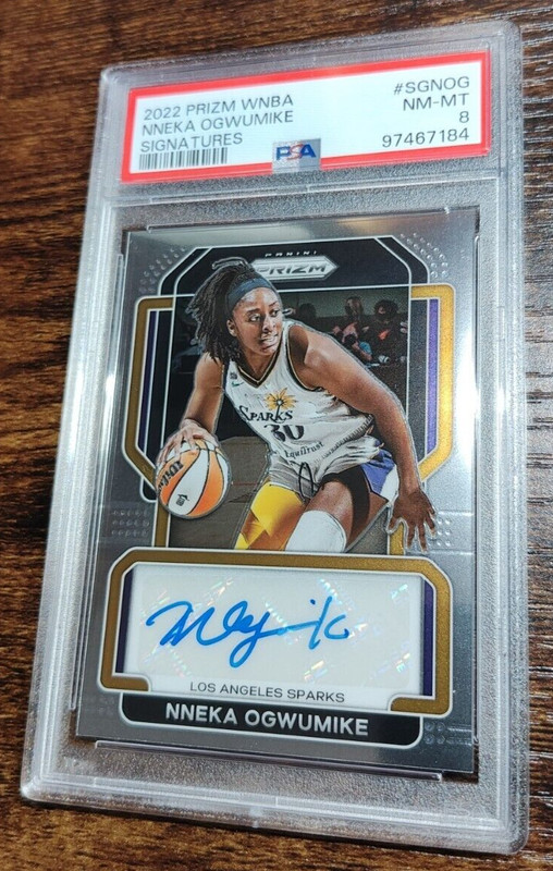 2022 Prizm WNBA Nneka Ogwumike Signature Auto PSA 8