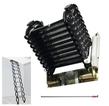 8-9.2Ft Folding Ladder Loft Stair Narrow Wall Mounted Loft Stair Attic10+2 Steps