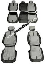 Black & Gray Leather Seat Covers for 2023-2025 Ford F250 XLT SuperCrew Crew Cab