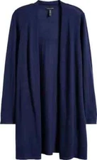 NEW Eileen Fisher Ultra Fine Merino Straight Long Cardigan Midnight M #S7875