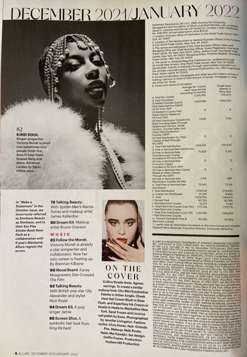 Allure Magazine Dec 2021 Jan 2022 Hollywood Beauty Barbie Ferreira - Picture 3 of 3