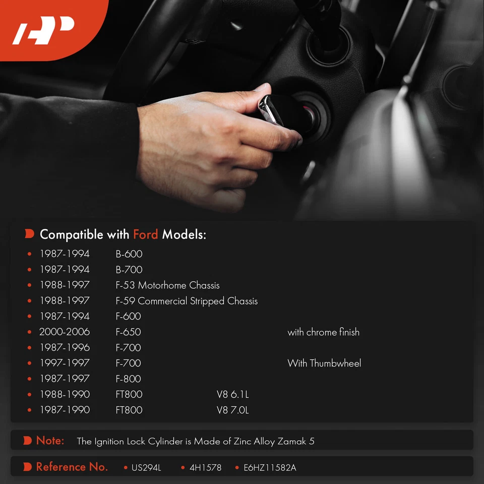 点火锁气缸 Zamak 5 带钥匙适用于福特 FT800 F-600 F-650 B-600 B-700 — 第 2/4 张图片