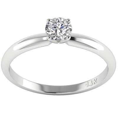 VS1 F 0.50Ct Lab Grown Diamond Solitaire Anniversary Ring 14K White Gold 5.10 mm