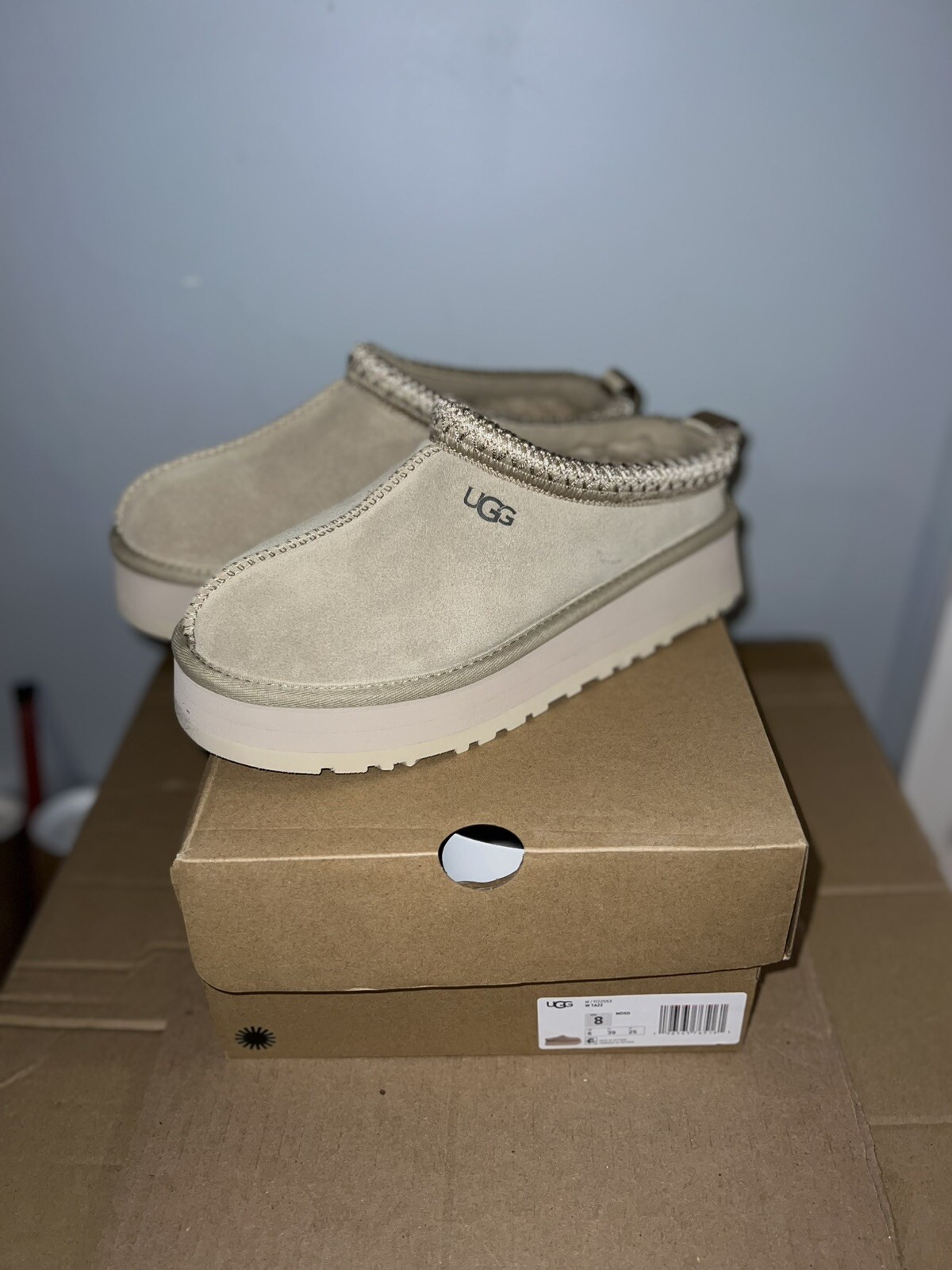 PANTOFOLA D’ORO UGG Tazz Senape Semi Pantofole Donna Taglia 8W Platform 1122553 MDSD SPEDIZIONE VELOCE