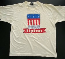 VINTAGE 1991 Star Spangled Banner Lipton Single Stitch T Shirt Made in USA Large