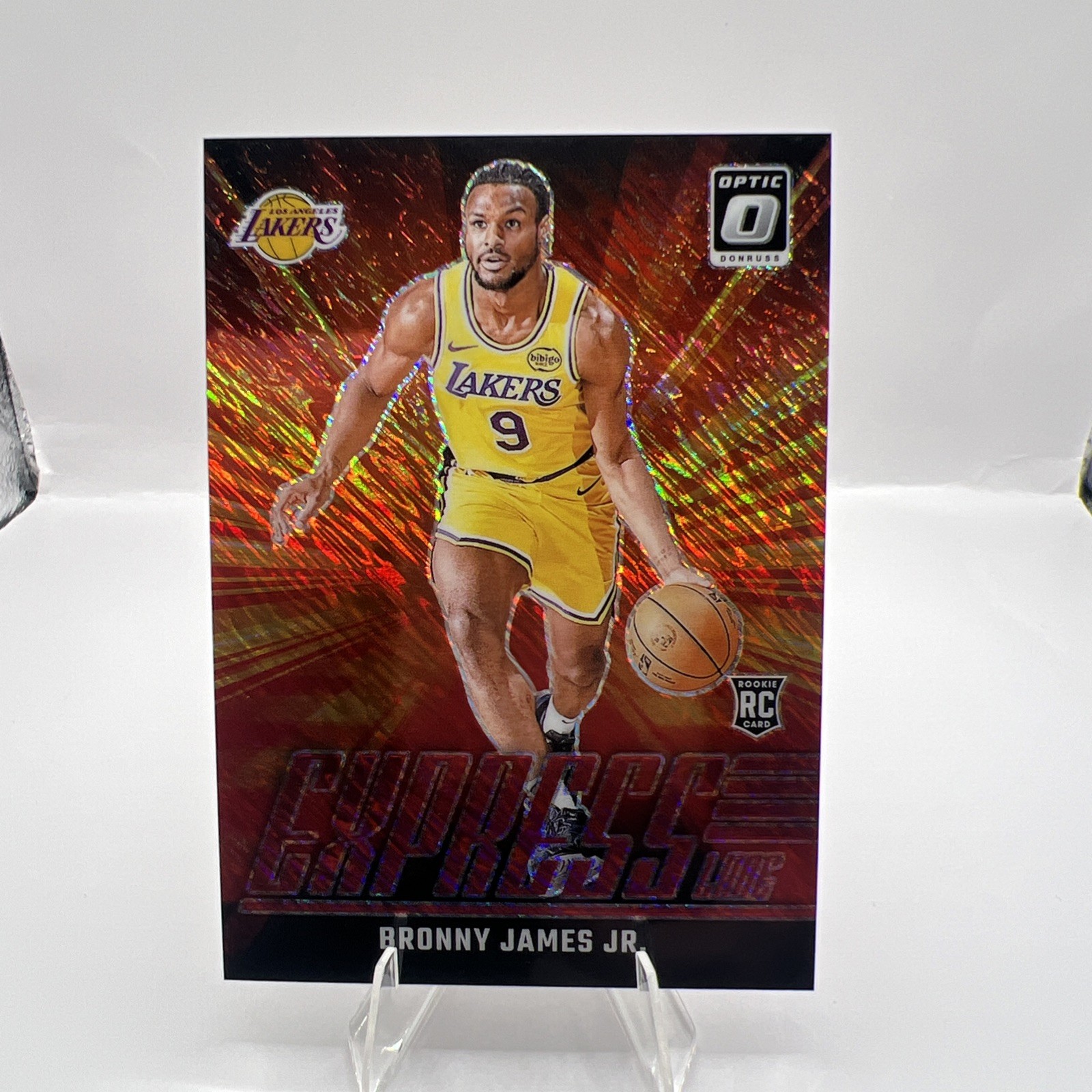 BRONNY JAMES JR Rookie Express Lane Red Shimmer 67/75 2024-25 Donruss Optic #4
