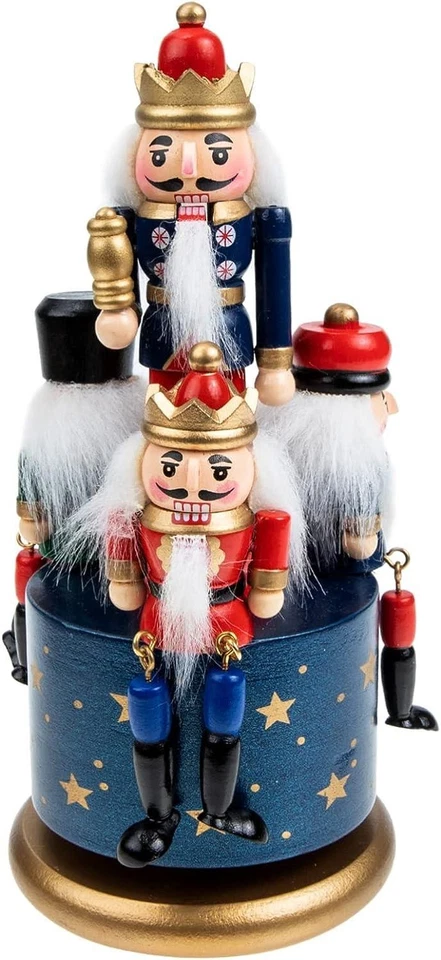 1 Wooden Nutcracker 20cm Music Box Clockwork Christmas Figurines Xmas Home Decor - Image 4 of 4