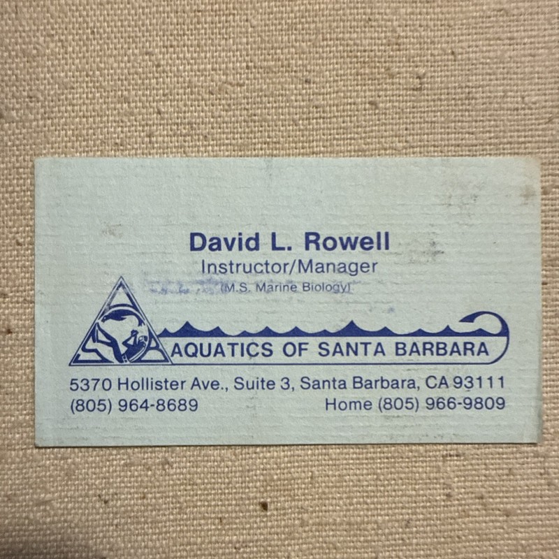 Vintage Business Card Aquatics Santa Barbara California Seal Scuba Diver Marine 