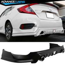 Fits 16-21 Honda Civic 10th Gen Mug Style Rear Diffuser W Led Tip Unpainted Fits 16-21 Honda Civic 10th Gen Mug Style Rear Diffuser W Led Tip Unpainted