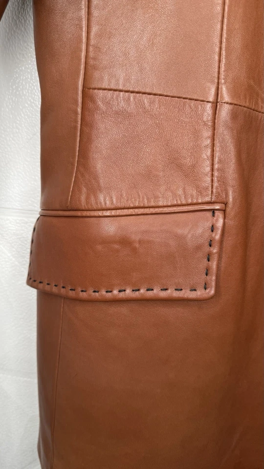 Chaqueta Dolce & Gabbana Dolce Gabbana Hombres Marrón Trench Cordero Cuero Chaqueta EE. UU. M. Foto 4 de 4