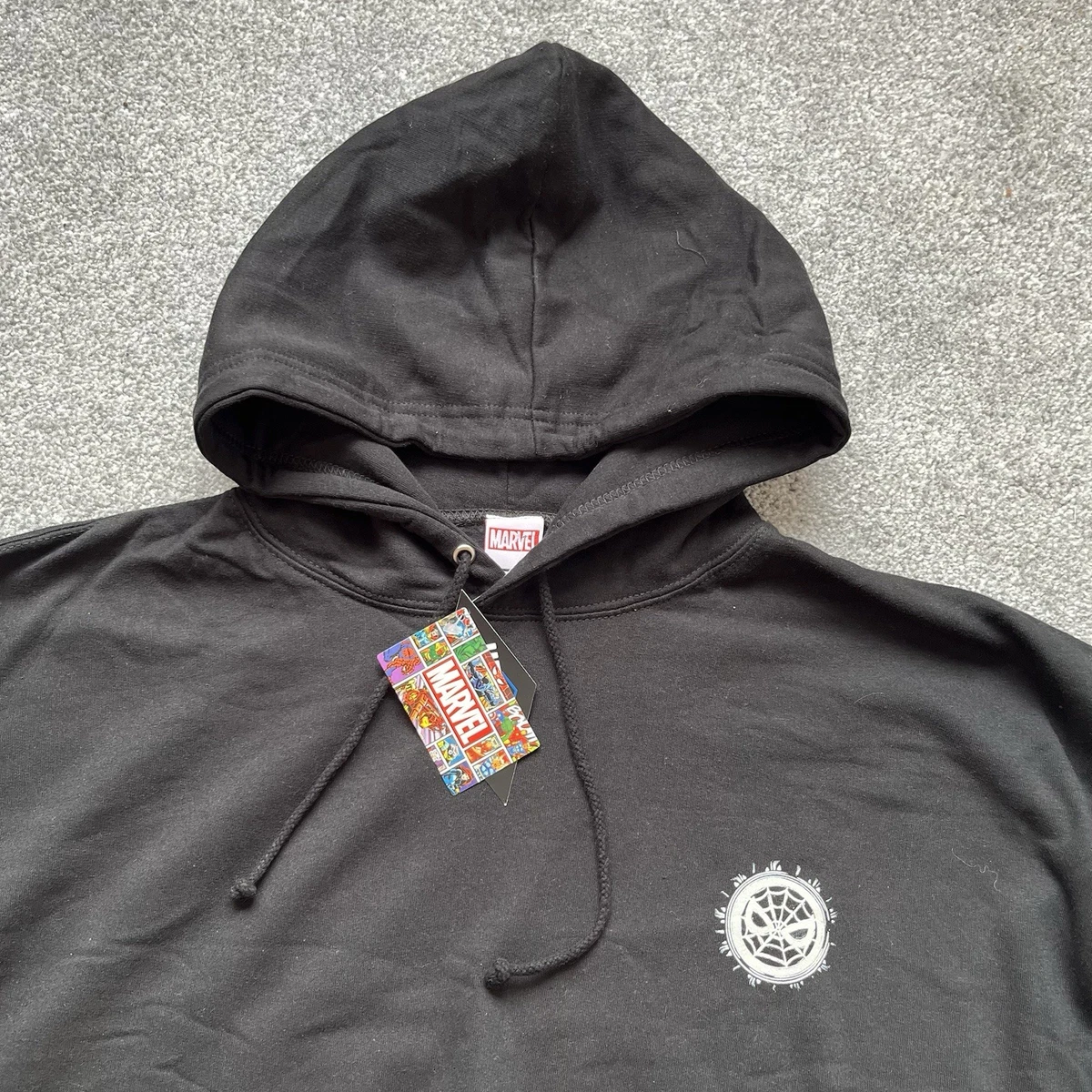 Sudadera con capucha negra con estampado de Spider-Man oficial de Marvel Comics para hombre - talla XXL
