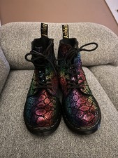 Dr. Martens 1460 Pascal Rainbow Crocodile Metallic Rainbow Boots kids Size 12