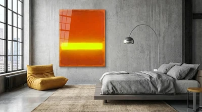 Abstrakt Neon Orange Gelb Premium Farbfeldmalerei Fluoreszierende Art 100x140 cm - Bild 1 von 4