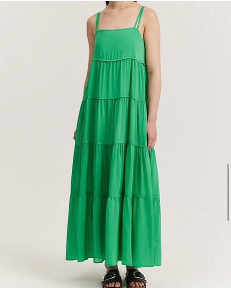 country road green maxi dress country road silk blend green maxi dress, size 4 -