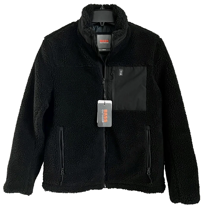 Bass Outdoor Mens Highline Trail Full Zip Fleece Jacket in Black XL