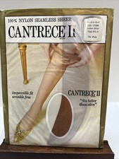 100 Nylon Seamless Sheer Cantrece II Stockings Size 9 1/2-10 Amber Beige. VTG