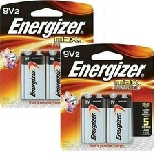 4 Energizer Max 9 Volt 9v alkaline Batteries 4 Pack 