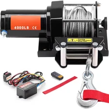 Electric Winch, 4000 Lbs. Line Pull Capacity, 12V DC ATV/UTV Winch, IP55 Waterpr