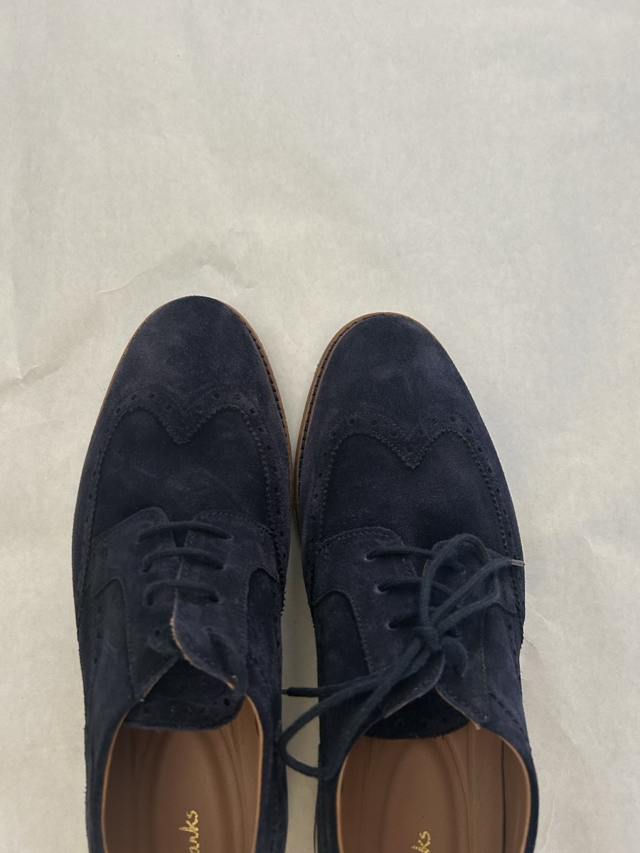 Clarks Mens Chantry‎ Wing Navy Blue Suede Leather Wingtip Oxfords 9 Casual NWOB Clarks Mens Chantry Wing Navy Blue Suede Leather Wingtip  main image 4