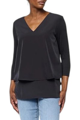DG2 by Diane Gilman Women's V-Neck 3/4-Sleeve Easy Top Black