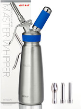 Professional 1 Pint 500Ml Blue Stainless Steel Whipped Cream Dispenser, 3-In-1