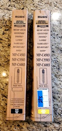 NEW Toner Cartridges Generic Ricoh MP C6003 C6004 C5503 C4504 C4503 Blk & Yellow - Afbeelding 1 van 3