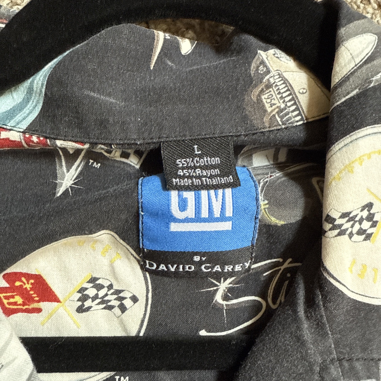 General Motors By David Carey Vintage Chevrolet Corvette Button-Up Shirt Men’s L